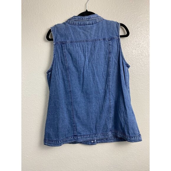 Skyline Collection Blue Sleeveless Button Up Denim Top Women size XL Classic - Picture 14 of 15